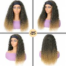 Water Wave Glueless Wig With Headband Black Synthetic Curly Wave Headband Wig Halloween Wig For Women - T27 - 查看 2