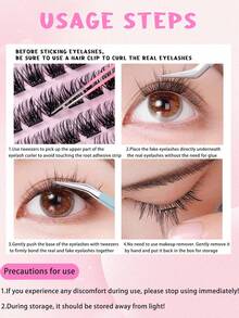 120片自粘假睫毛簇，混合长度蓬松套装，无需胶水，蓬松单根假睫毛，自粘式DIY睫毛嫁接，预涂胶睫毛簇，自然纤长C型卷翘睫毛簇，无需胶水或卸妆产品，假睫毛，睫毛簇，单根假睫毛，睫毛，假睫毛 - C - 查看 7