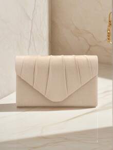 Apricot Envelope Design Party/Wedding Clutch Bag, Women's Chain Shoulder Handbag, Velvet Fashion Wallet - Apricot - View 7