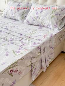 4pcs Set, 100% Polyester, Pastoral Floral, 35cm Deep Pocket Fitted Sheet, Printed Bedding Set (2 Pillowcases + 1 Flat Sheet + 1 Fitted Sheet), All-Season Modern Bedding Set, Minimalist Style, Soft & Comfortable, Breathable - Multicolor - View 8