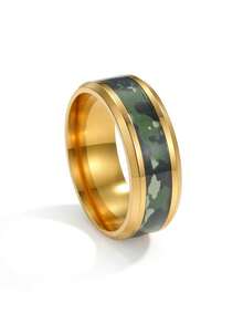 1 chiếc nhẫn thép không gỉ góc cạnh thời trang họa tiết rằn ri dành cho nam giới - nhẫn ngụy trang - Xem 12