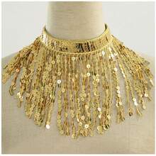 1 chiếc vòng cổ choker tua rua lấp lánh dành cho nữ, phụ kiện vòng cổ đính sequin lấp lánh phù hợp cho múa bụng, lễ hội hóa trang, lễ hội Halloween. - Nhiều màu - Xem 17