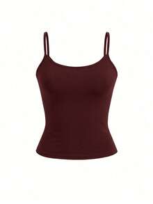 Vaiaye 女士时尚内衣风上衣，春夏条纹印花圆领修身休闲度假性感吊带背心，适合海滩度假和日常休闲穿着。 - 紫紅色 - 查看 3