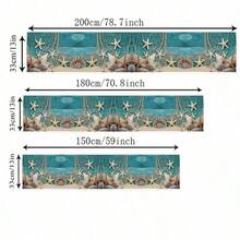 Summer Beach Starfish Shell Teal Wooden Board Texture Table Runner Party Decor Washable Farmhouse Kitchen Dining Table Runner Wedding Decorations - Multicolor - View 3