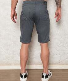 Men's Bermuda Shorts, Twill Plus Size, Casual, Cotton And Elastane - 灰色 - 查看 3
