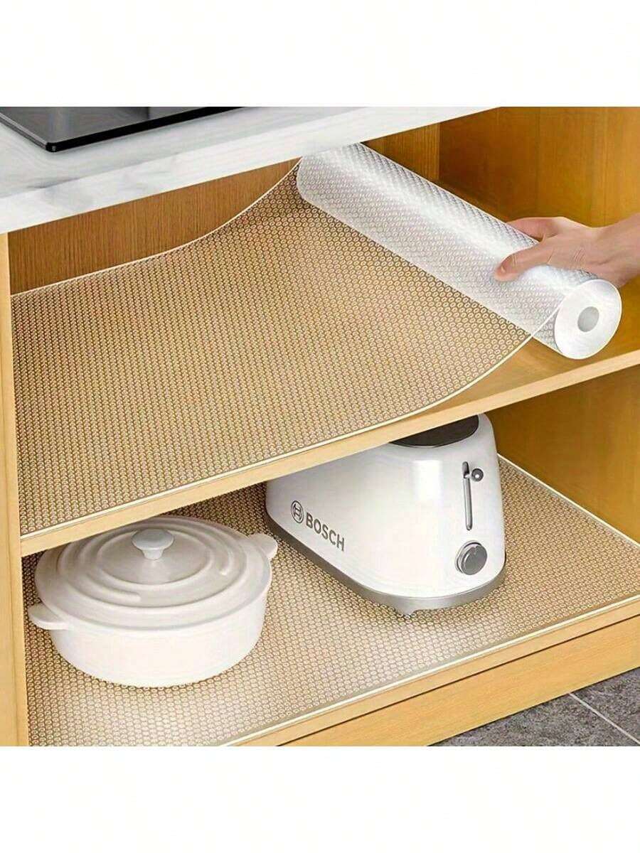 1 Roll, Cabinet Liner, Suitable For Cabinets, Drawers And Refrigerators, Easy To Clean, Waterproof, Oil-Proof, Moisture-Proof, Dust-Proof, Kitchen Countertop Pad, Furniture Cabinet Drawer Organizer, Home Decor, Party & Christmas Storage - Xem 1