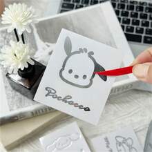 2 miếng dán kim loại hình hoạt hình Sanrio Kuromi, hình cốc nước kiểu Ins, chống thấm nước, dễ thương, dán túi xách, màu bạc. - Xem 8