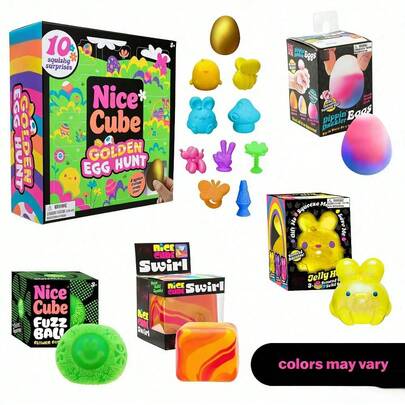 [Free Shipping] 2026 Easter "Golden Egg Hunt" Gift Pack - Adorable, Stress-Relieving Squeeze Toys - Featuring Various Textures & Fillings - Suitable For Ages 3+ - Includes 5 Unique Toys - The Perfect Easter Gift For Boys & Girls
