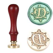1 con dấu sáp Iris Series, có các chữ cái từ A đến Z, con dấu đơn kèm cán gỗ hồng mộc, kiểu dáng cổ điển, dùng cho quà tặng thủ công, niêm phong phong bì, thiệp chúc mừng ngày lễ, thiệp mời đính hôn/cưới, gói quà, không bao gồm sáp. - Bộ thư Iris - Xem 36