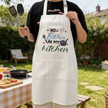 1pc Kitchen Apron, Cooking Apron With 3 Pockets, Unisex Adjustable Neck Strap Chef Apron, Suitable For Men And Women - A - View 10