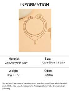 3pcs/Set All-Match Thick Snake Chain, Twist Chain, Square Moon Pendant Necklace, Minimalist Casual Necklace Suitable For Daily Wear And Party - Gold - View 5