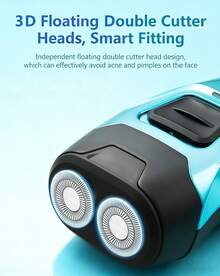 HYUNDAI YS702 雙頭3D浮動刮鬍刀 乾濕兩用刮鬍刀 Type-C充電 600mAh 電池 全身水洗 防水便攜 - 藍色 - 查看 7