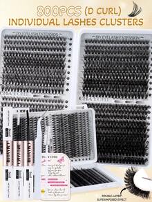 800/740/720支D型卷翘合成睫毛嫁接套装,包含10D、20D、30D、40D、50D、60D、80D、100D、120D和150D三种密度。多种混合密度簇状睫毛,柔软舒适,打造自然眼妆,长度8-16毫米混合。适用于轻盈防水的单根貂毛3D效果假睫毛,打造自然妆效。 - 彩色 - 查看 13