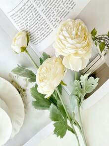 1/3/5pcs Velvet Lotus Peony Artificial Flowers, Bouquet With Leaves, Realistic Long Stems, Artificial Material That Will Never Wither, Suitable For Home Decoration, Room Decoration, Flower Arrangement, Outdoor Garden Decoration, Wedding Bouquet, Mother's Day And Valentine's Day Gifts. - Multicolor - View 13