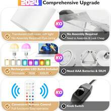 Juego de lámparas de pared inalámbricas recargables en color dorado/negro, lámpara de pared con pantalla de tela con 15 colores, luz de pared con batería, con control remoto y bombilla regulable, decoración de pared para dormitorio y sala de estar - 1 - Ver 6
