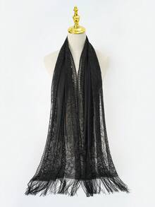 1件装女士优雅蕾丝镂空晚礼服新娘氛围围巾披肩 - 黑色 - 查看 4