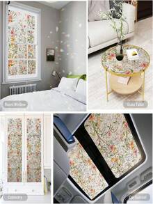 Window Privacy Film Floral Rainbow Decorative Stickers, 3D Static Stained Glass Cling, Removable Cover For Home Heat Control Anti-UV, Car Sunroof Vinyl Decals Non-Adhesive - Sangge Flower - View 6