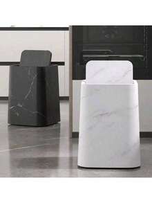 2026新款大理石垃圾桶，适用于客厅、浴室、厨房、卧室等家居场所，带铰链盖，可作卫生纸架，也适用于酒店和家庭，豪华耐用型垃圾桶 - 多色 - 查看 2