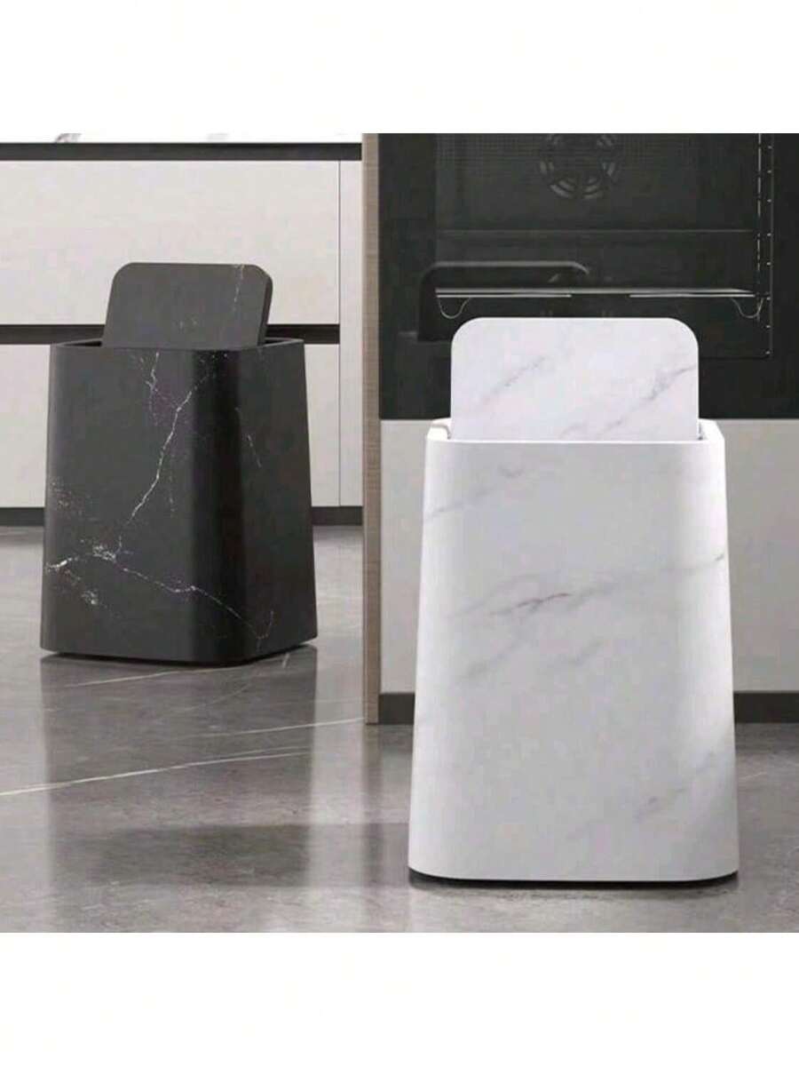 2026新款大理石垃圾桶，适用于客厅、浴室、厨房、卧室等家居场所，带铰链盖，可作卫生纸架，也适用于酒店和家庭，豪华耐用型垃圾桶 - 多色 - 查看 1