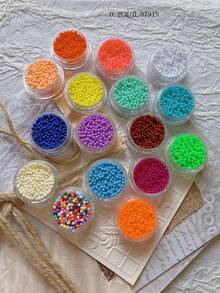 1 Bottle Mini Fluorescent Beads, Colorful Micro Beads Nail Art Accessories, Minimalist Versatile All-Match Decor Nails - Multicolor - View 5