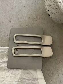 2pcs Minimalist Silver Wavy Line Hair Clips, Geometric Rectangle & Water Drop Duckbill Bangs Clips, New - Silver - View 14