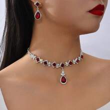 1 Set Exquisite Women's Luxury Style Jewelry Set For Party, Event And Daily Wear (1 Necklace + 1 Pair Earrings) - A - View 14