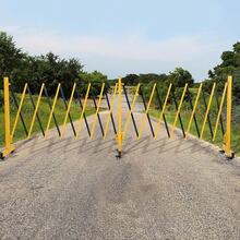 Portable Expandable Folding Gate – Heavy Duty Yellow Steel Expandable Barricade With 360° Locking Castors, Foldable Middle Section Temporary Driveway Gate - D - View 6