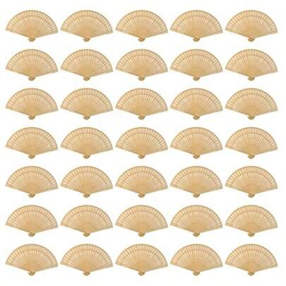 60 Pack Sandalwood Fans Wedding Favors Hand Held Folding Fans Wooden Openwork Personal Handheld Folding Fans For Wedding Party Home Decorations Birthday Gift