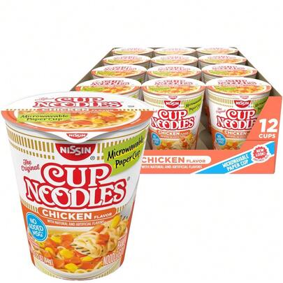  Nissin Cup Noodles Ramen Noodle Soup, Chicken, Microwaveable Paper Cup, 2.25 Ounce (Pack Of 24)