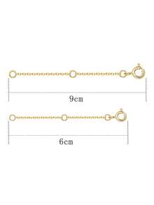 一条6厘米和一条9厘米纯银镀金延长链项链手链饰品辅助加长功能DIY配件 - 金色 - 查看 6