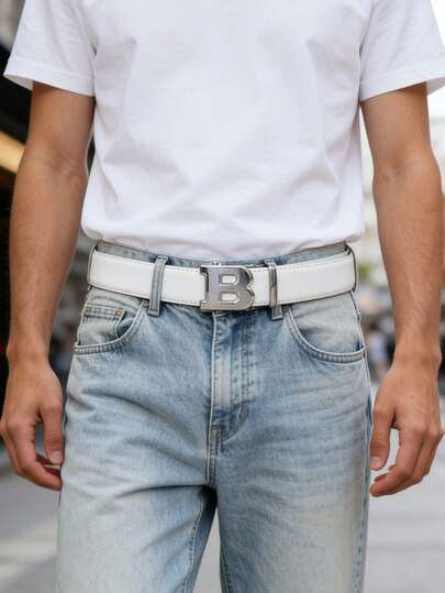 1条男士正装风格自动扣皮带，适合丈夫、男士和家庭成员在日常和正式场合佩戴。