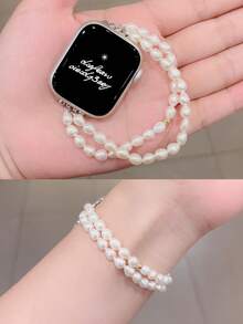 1条女士不对称珍珠弹力表带，适用于38/40/41/44/45/49/42/46mm S11/SE3/Ultra3/Ultra/SE/SE2/10/9/8/7/6/5/4/3/2/1 - 水滴珍珠 - 查看 9