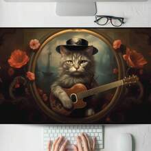 Guitar Cat In Floral Spotlight Desk Mat, Gaming Mouse Pad, Large Mousepad, Keyboard Mat MTG Desk Pad For Work Game Office Home XL - 查看 1