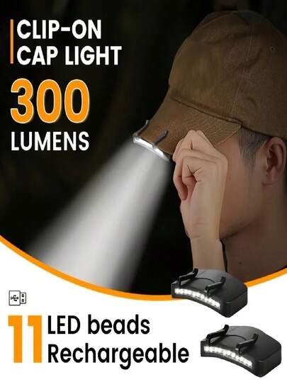 300 Lumens 11 LED Headlamp, Clip-On Headlight Flashlight, Portable Super Bright 11 LED Headlamp Suitable For Outdoor Fishing, Camping, Hunting