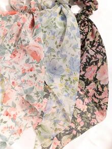 3pcs Chiffon Pearl Summer New Triangle Scarf Ribbon Long Flare Flower Print Casual Bohemian Retro Palace Style Party Polyester Fiber (Polyester) All Season - Multicolor - View 3