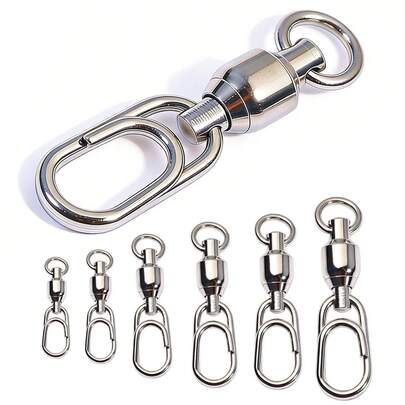 20 piezas HENGJIA Conector de pesca, giratorio de acero inoxidable con rodamiento de bolas, clip de enganche rápido para señuelos de pesca