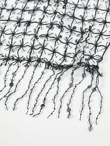 1件女款派對亮片刺繡圍巾，透氣且閃亮，可用作頭巾或防曬衣，適合夏季 - 黑色 - 查看 4