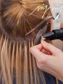 圆形接发垫模板，带保护带和刻度尺，单孔粘性保护垫，透明耐热垫工具套装，带粉色手柄钩针 - 彩色 - 查看 6