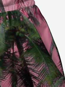 男士休闲短裤，夏威夷假日海滩度假椰树艺术3D数码印花时尚日常度假弹力腰抽绳泳裤沙滩装 - 彩色 - 查看 4