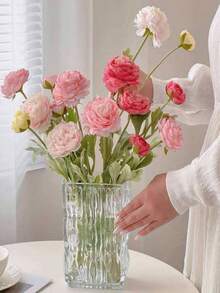 1/3/5pcs Velvet Lotus Peony Artificial Flowers, Bouquet With Leaves, Realistic Long Stems, Artificial Material That Will Never Wither, Suitable For Home Decoration, Room Decoration, Flower Arrangement, Outdoor Garden Decoration, Wedding Bouquet, Mother's Day And Valentine's Day Gifts. - Multicolor - View 6