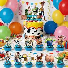 Cartoon Cake Decorating Set, Includes Cupcake Toppers For Birthday Party Dessert Table - Multicolor - View 10