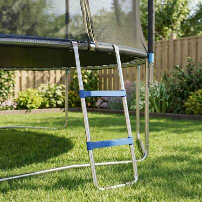 SOOZIER Trampoline Ladder, 2-Steps With Horizontal Wide Steps, Universal Hook, Galvanized Steel Frame, 330LBS Capacity, Outdoor Trampoline Stairs Accessories For Adults