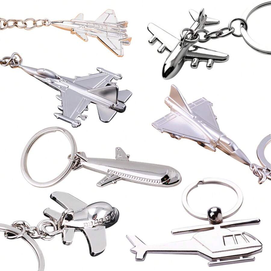 Metal Airplane Keychain, Creative Keyring, Fighter Jet Key Pendant, Aviation Small Gift, Engraved Souvenir - Propeller Airplane - View 1