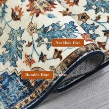 WWohnzimmer Teppich Retro Floral , Abriebfest, Rutschfest, Maschinenwaschbar, Weich und Pflegeleicht, Geeignet für Schlafzimmer, Esszimmer, Arbeitszimmer, Büro und Mehrzweckräume, Modische Raumdekorat - Orange - Übersicht 8