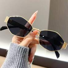 1副多边形时尚金属小框女士眼镜 - 彩色 - 查看 2