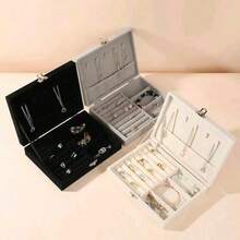 1 Multifunctional Jewelry Organizer, Travel Jewelry Box, Ring Display Stand, Covered And Uncovered Display Boxes, Large Capacity Jewelry Organizer, Earring Storage Box, Gift Box, Collection Box, Wedding Gift Box, Dressing Table Display Window. - Multicolor - View 2