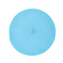 1pc Natural Material Minimalist Style Blue Cute Ball Edge Spiral Heat Insulation Placemat, Suitable For Home Kitchen, Restaurant, Hotel, Rural Style, Family Holiday Celebration, Wedding Party, Birthday Banquet Table Decor - Mint Blue - View 10