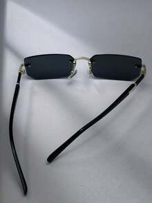 1 Cặp kính nam thời trang gọng nhỏ màu đen, không viền, rất hợp phong cách Y2K, thanh lịch, đa năng, phù hợp cho đi biển, lái xe, du lịch, mùa hè. - Nhiều màu - Xem 3