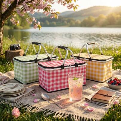 Túi đựng cơm trưa cách nhiệt di động thời trang, giỏ dã ngoại tối giản, túi đựng hộp cơm trưa cho nhân viên văn phòng và học sinh, túi giữ lạnh bằng giấy bạc, túi đựng đồ 2 trong 1 cho các chuyến đi chơi cuối tuần và mua sắm, giỏ dã ngoại ngoài trời đa chức năng.