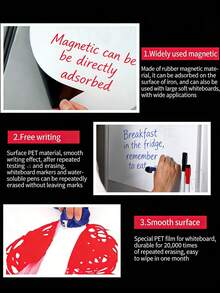 A4/A3 Magnetic Whiteboard, Easy To Clean, Attachable To Refrigerator, Comes With 3 Whiteboard Markers And 1 Magnetic Eraser, Suitable For Home, Kitchen, Office Memo, Notes, Checklists And Menus, Ideal For Family Planning, To-Do Lists, Shopping Lists And Christmas - Multicolor - View 7